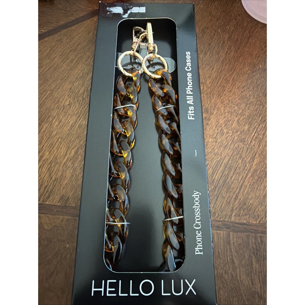 HELLO LUX Phone Crossbody Tortoise Chain Strap Multicolor Resin 51.2in NEW
